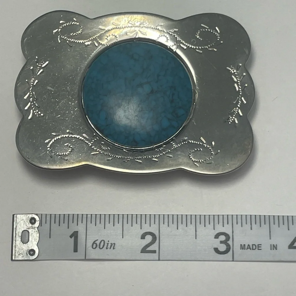 Vintage Southwestern Belt Buckle with Faux Turquoise Center
